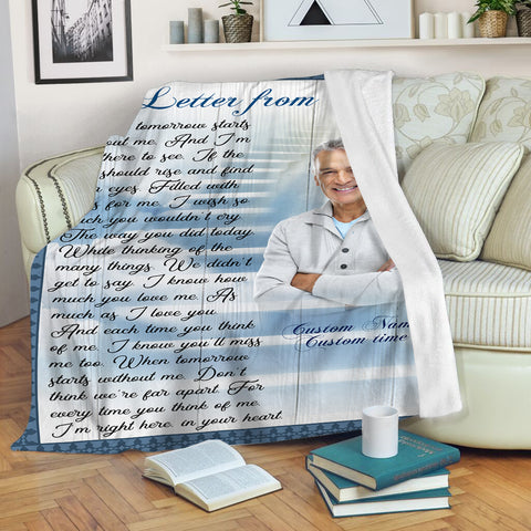 Memorial Blanket| A Letter From Heaven Blanket| Heaven Gate Fleece Blanket| Customized Memorial Gift Sympathy Blanket for Loss of Father Mother Husband Wife| Remembrance Blanket JB188