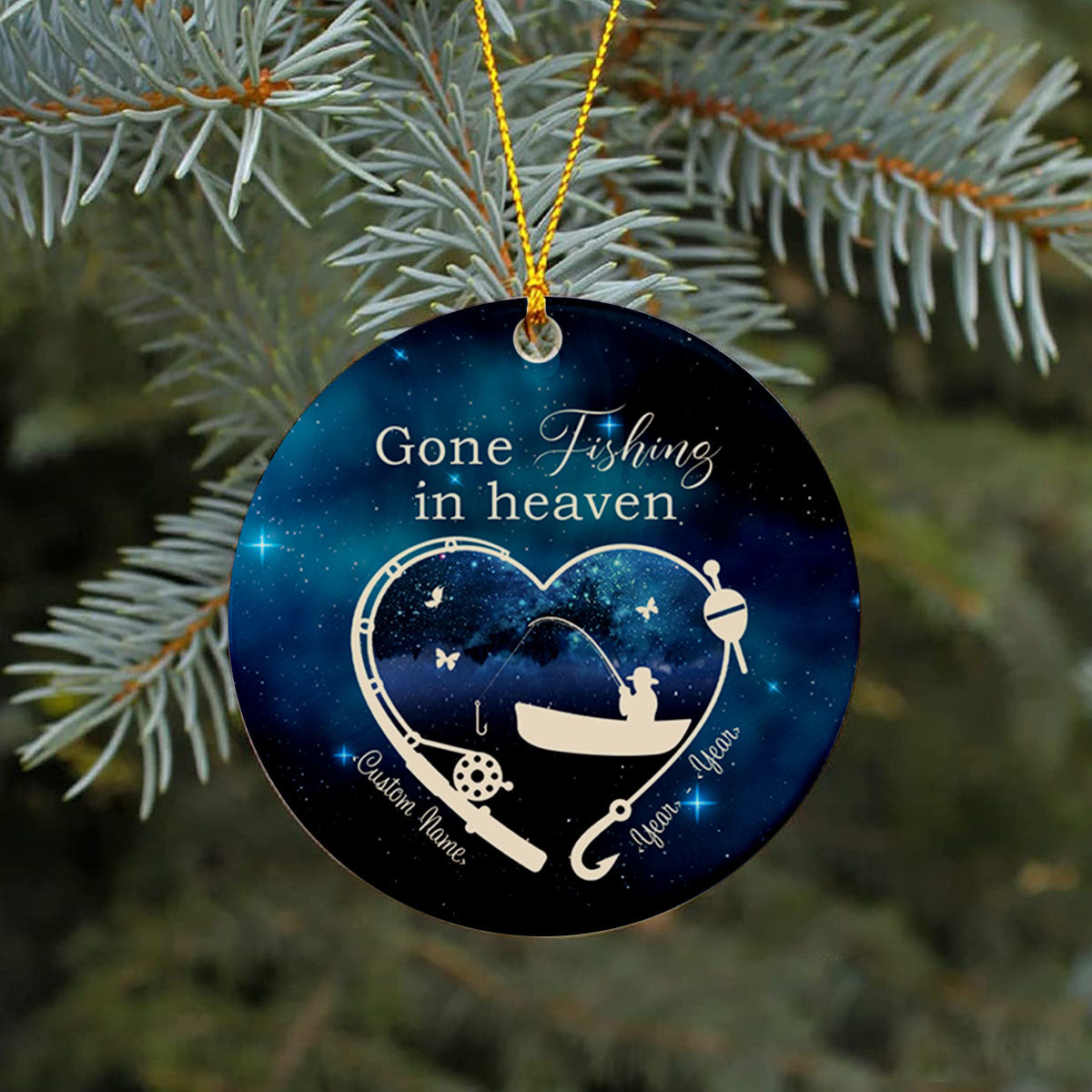 Personalized Memorial Ornament  Gone Fishing In Heaven Ornament