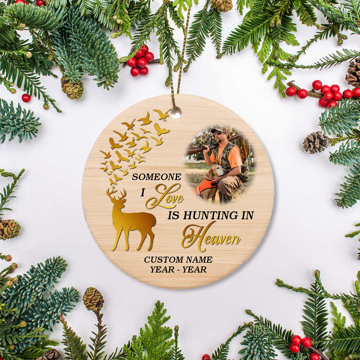 Personalized Memorial Christmas Ornament Deer Hunting In Heaven