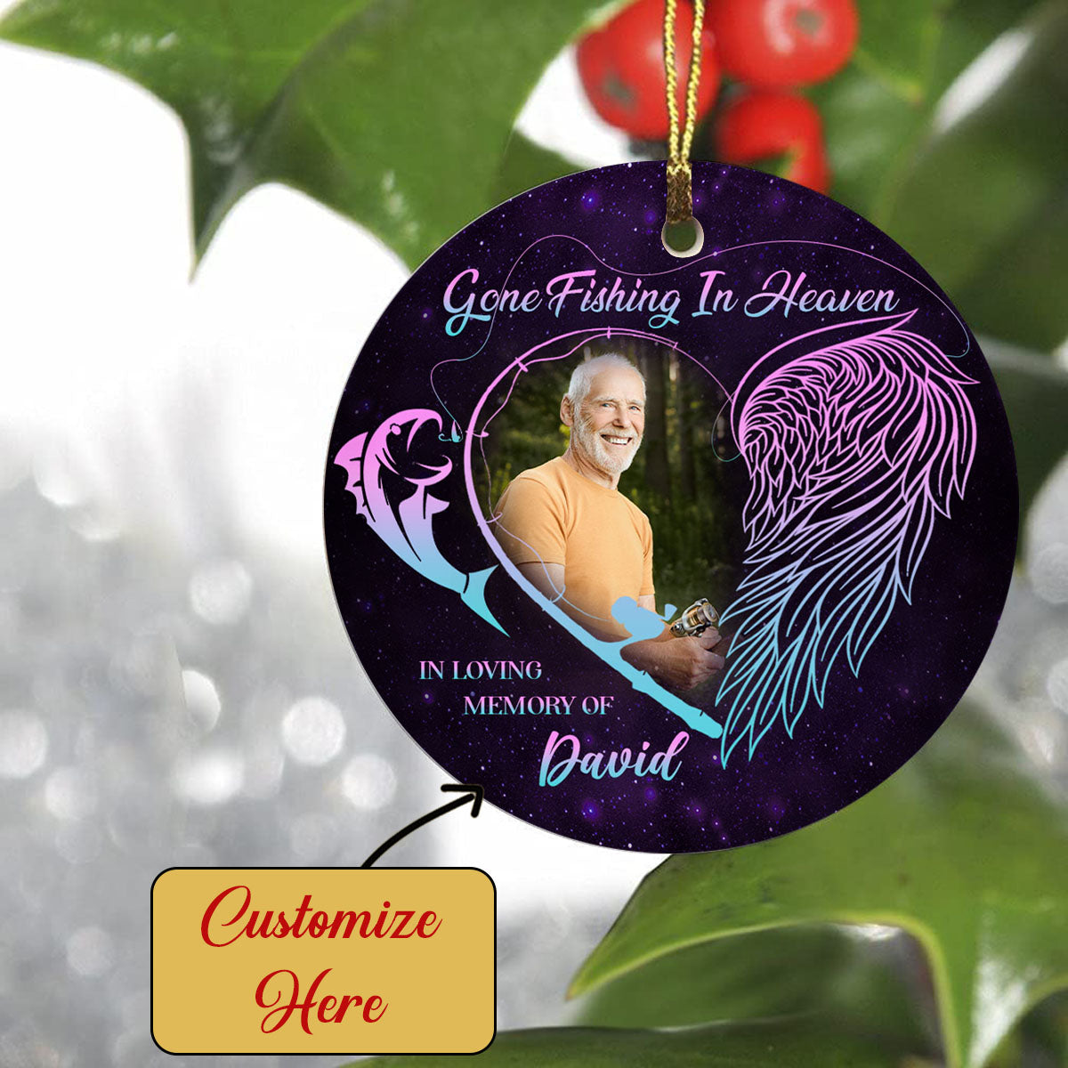 Personalized Memorial Ornament, Gone Fishing in Heaven, Sympathy Gift –  Myfihu