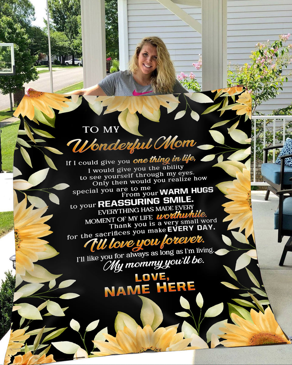 Personalized Blanket To My Mom Mom You Mean More To Me Sunflower Flee –  Myfihu