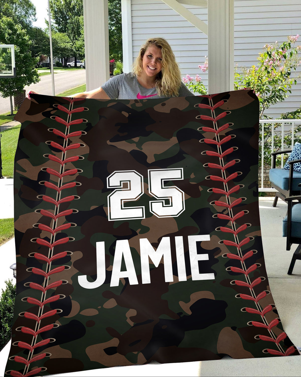 Baseball Personalized Blanket | Camo Baseball Customized Name Blanket for Baseball Player, Son| TB34
