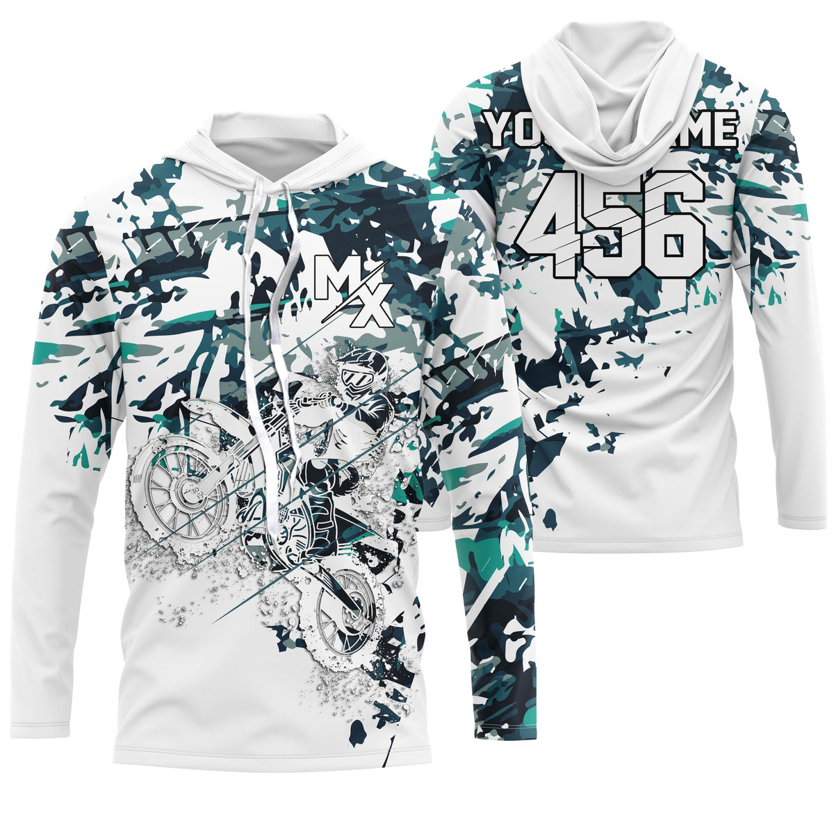 Custom Kid Men Women Dirt Bike MX Jersey UPF30+ Blue Camo