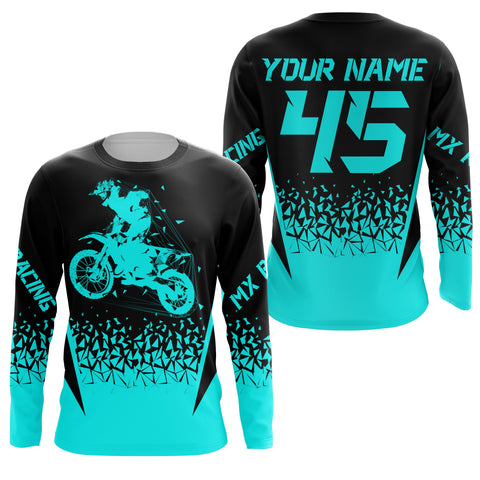 Turquoise MX racing jersey personalized motocross UPF30+ adult&kid dirt bike off-road motorcycle| NMS876