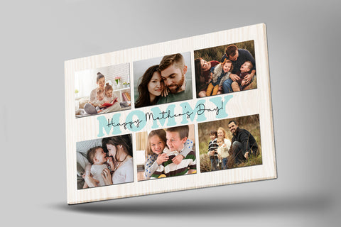 Happy Mothers Day Personalized Canvas Photo Collage, Mothers's Day Gift for Mommy from Children, Mom Birthday Christmas Keepsake| N2521