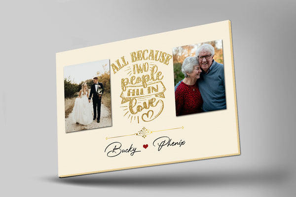 Personalized Romance Canvas for Him| All  Because Two People Fell In Love| Gifts for Old  Couple| 40Th Birthday Gifts Ideas| 60Th  Wedding Gifts for Parents on Valentine’s,  Christmas CP170 Myfihu