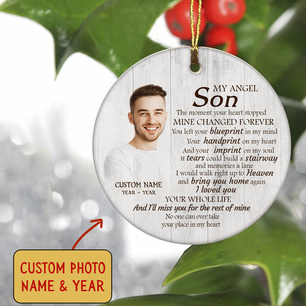 Son Memorial Ornament - My Angel Son, Christmas in Heaven, Son Remembrance Home Decor, Memorial Gift for Loss of Son in Memory, Loss of Child| NOM182