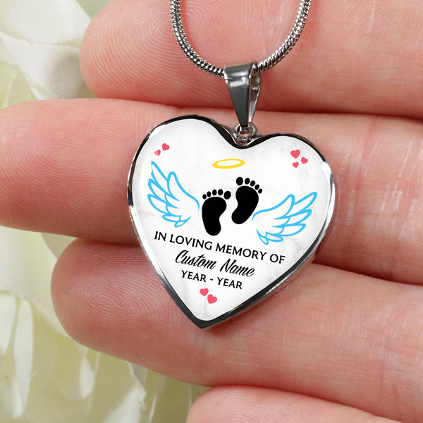 Custom infant memorial necklace - Baby footprints Remembrance jewelry, Miscarriage loss gift for Mom NNT41