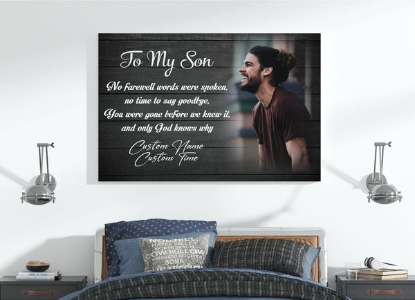 Memorial Gift for loss of loved one Personalized Canvas for loss of Son Keepsake to My Son Heaven VTQ98