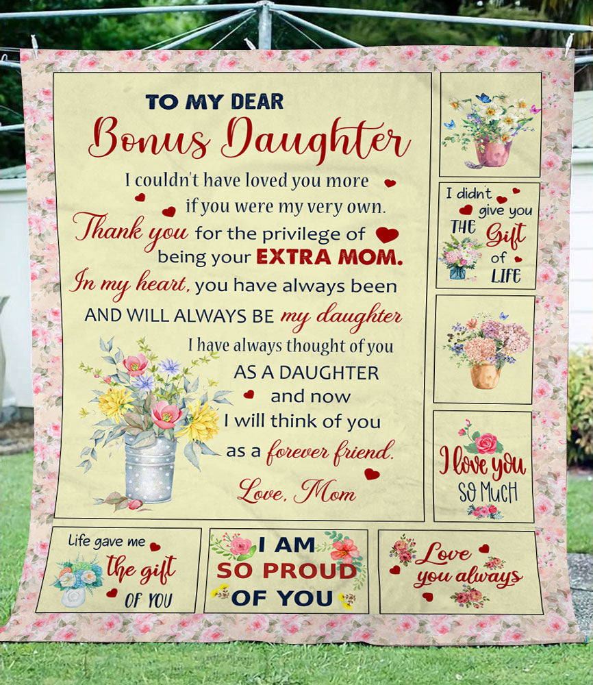 Letter To My Bonus Mom, Personalized Bonus Mom Blanket, Gifts for
