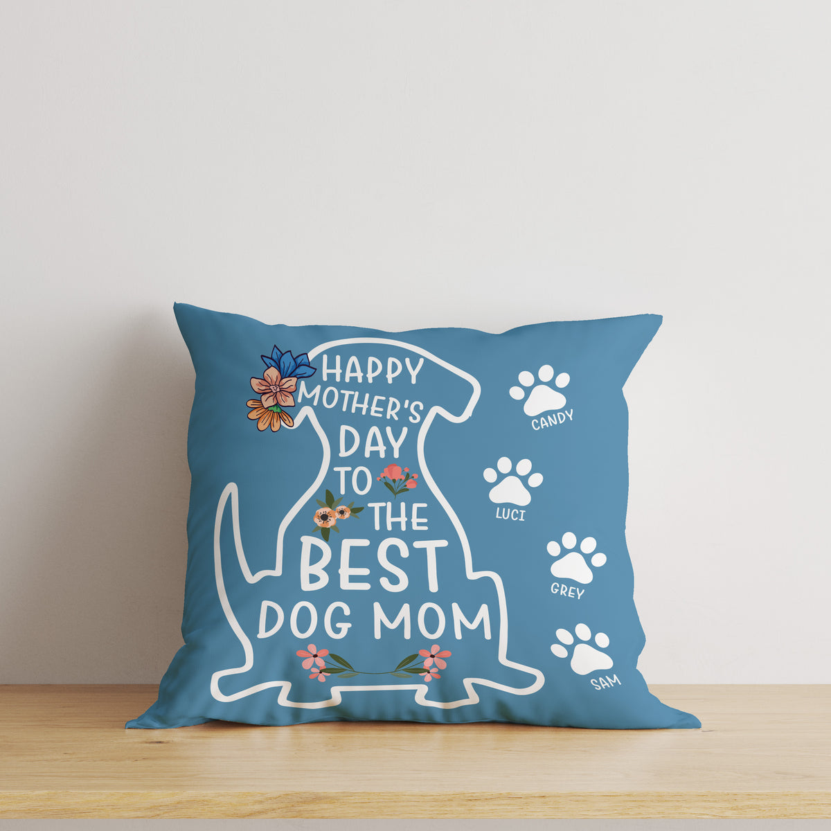 Personalized Best Dog Mom Pillow| Custom Gift for Dog Mom, Dog Lovers, Dog Mama Gift| JPL06
