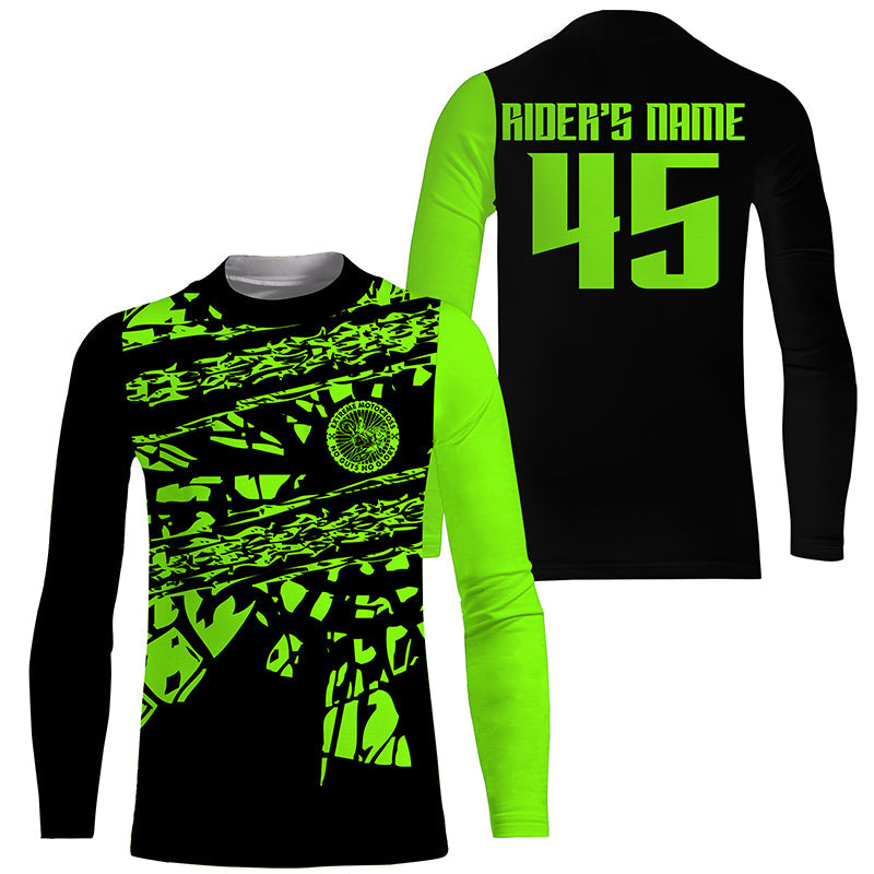 Personalized Motocross Jersey UPF30+, Motorcycle Green Dirt Bike Racin –  Myfihu