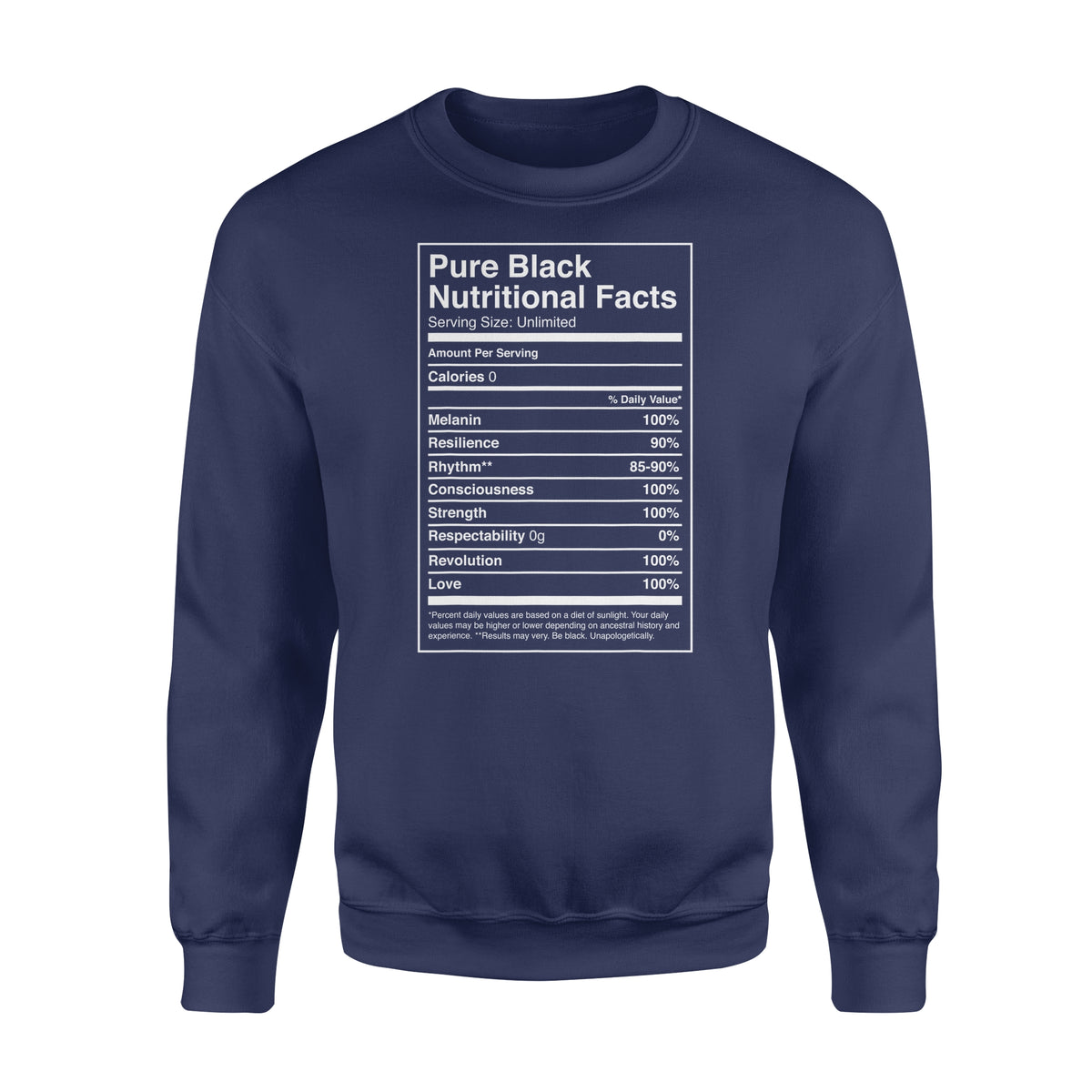Black Pride Pure Black Nutritional Facts - Standard Crew Neck Sweatshirt
