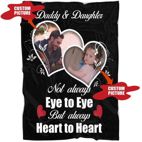 Father Daughter Custom Blanket| Beautiful Throw with Photo for Dad| Meaningful Father's Day, Birthday, Christmas Gift| N1037