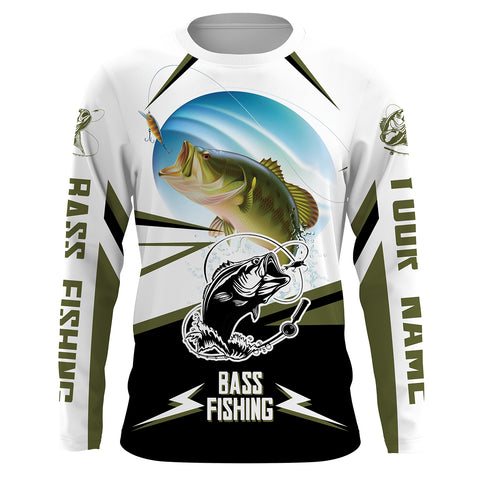 Bass Fishing shirt UV protection quick dry customize name, personalized Bass Fishing tatoo apparel UPF 30+ HVFS018