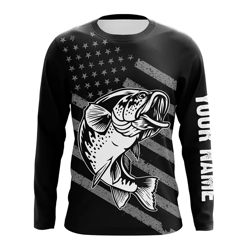 Camo American Flag Bass Fishing T-shirt USA Patriotic Bass Fish