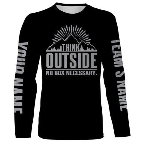 Think outside no box necessary cool camping funny shirt personalized long sleeve custom name and team name