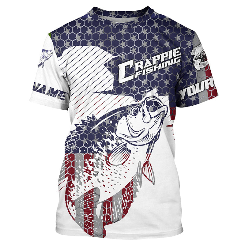 American Flag Crappie Fishing Shirts, Patriotic Crappie Fishing