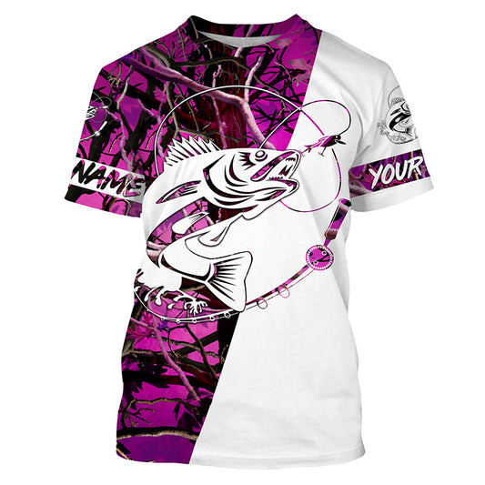Walleye Custom Fishing Shirts, Walleye women's Fishing apparel fishing gifts | pink camo IPHW3598