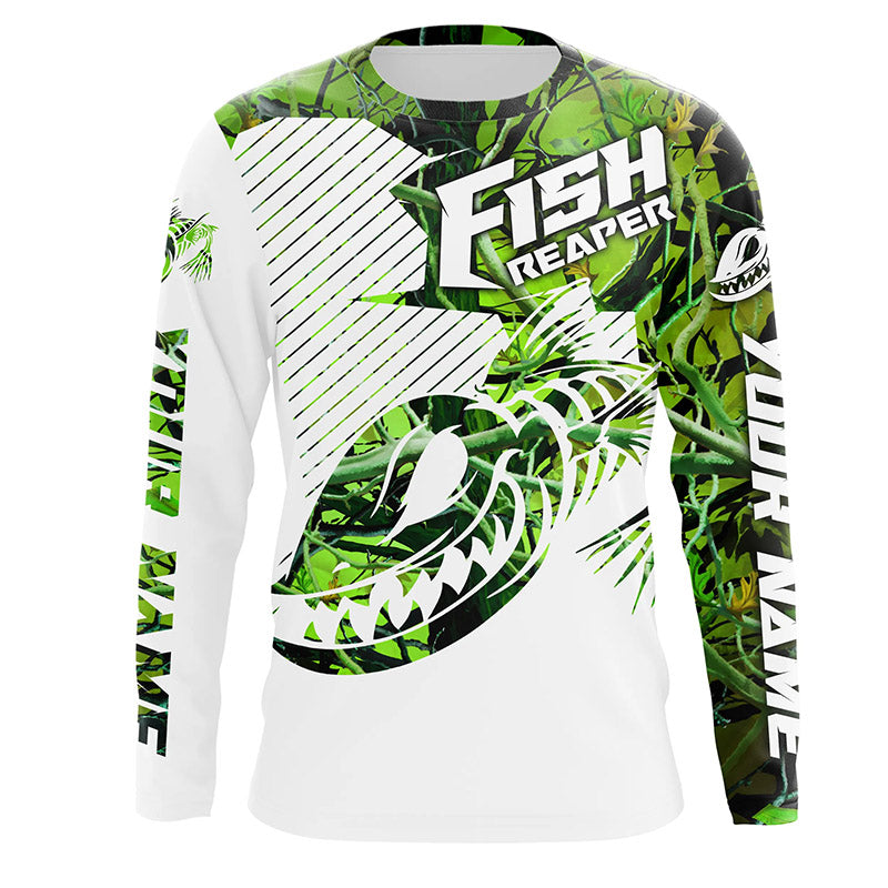 Personalized UV Protection Fishing Shirts Fishing skull reaper for