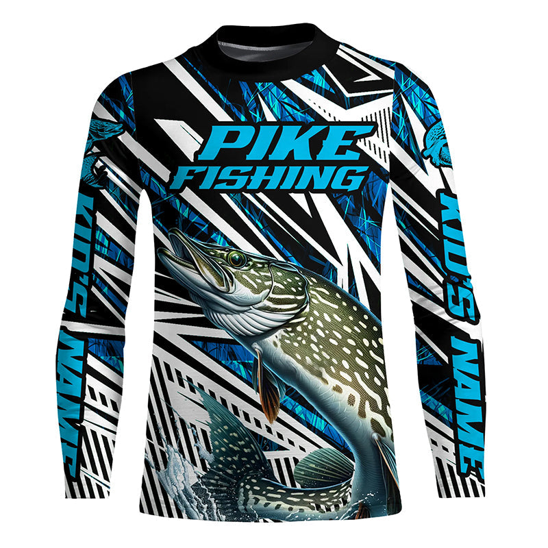 Pike Fishing Custom Long Sleeve Shirts, Blue Camo Pike Tournament Fish –  Myfihu