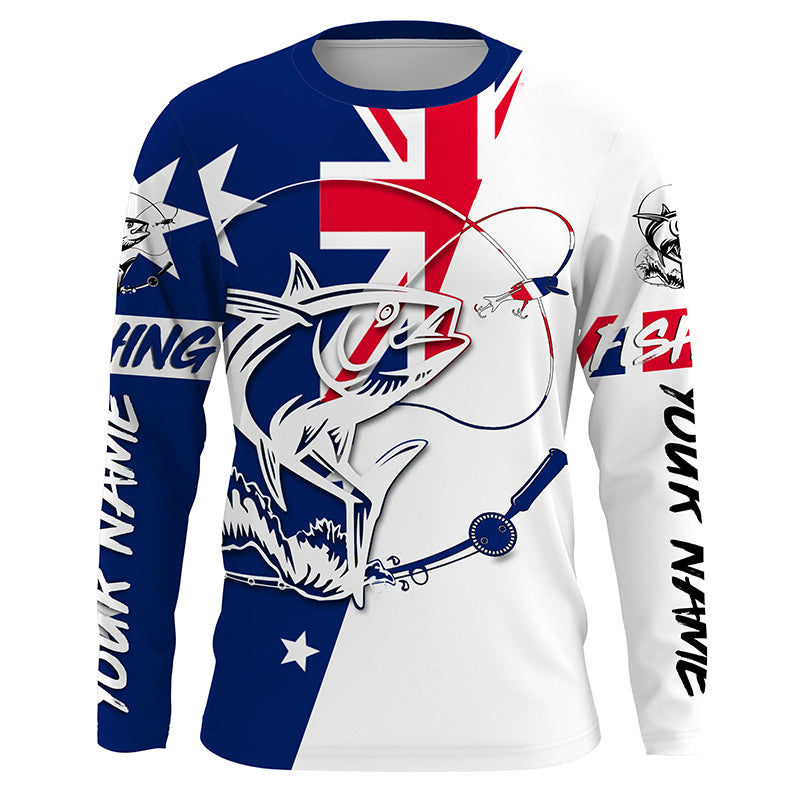 Tuna Fishing Australia flag Custom Long sleeve performance Fishing Shi –  Myfihu