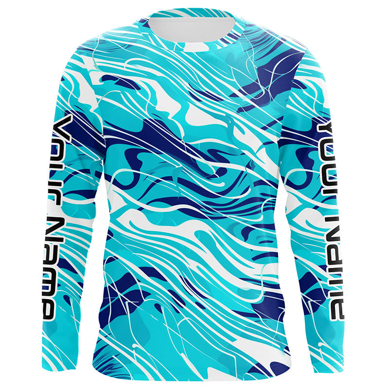 Personalized Saltwater Long Sleeve performnace Fishing Shirts, sea wav –  Myfihu