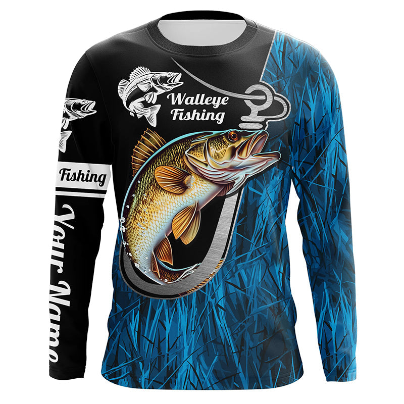 Fish Hook Walleye Fishing Custom Long Sleeve Tournament Fishing Shirts –  Myfihu