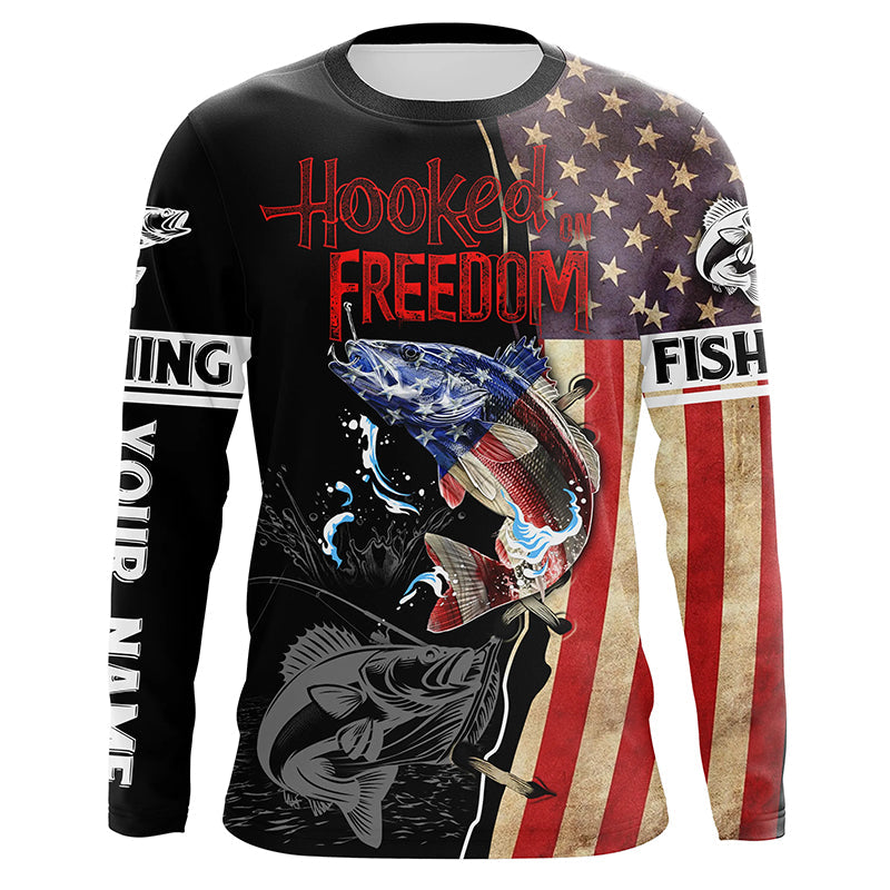 American Flag Walleye Fishing Shirts, Patriotic Walleye Fishing Jersey –  Myfihu