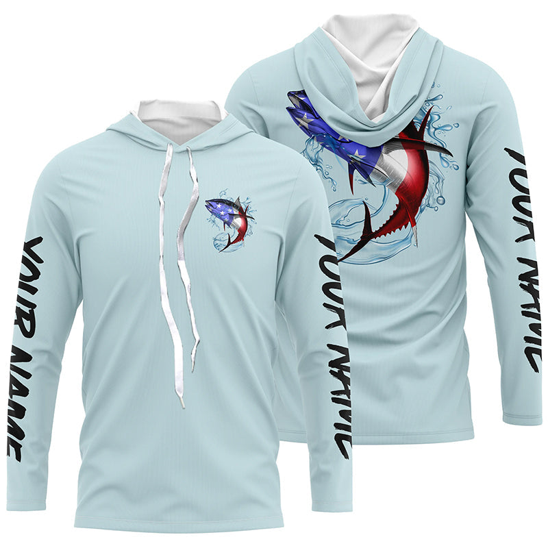 American Flag Tuna Custom Fishing Shirts, Tuna Fishing jerseys