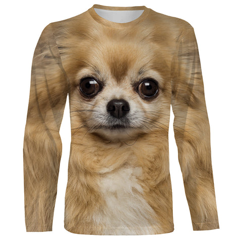 Cute Chihuahua Dog face photo All over print Shirts, Dog Shirts for humans, Dog lovers gifts IPHW2591