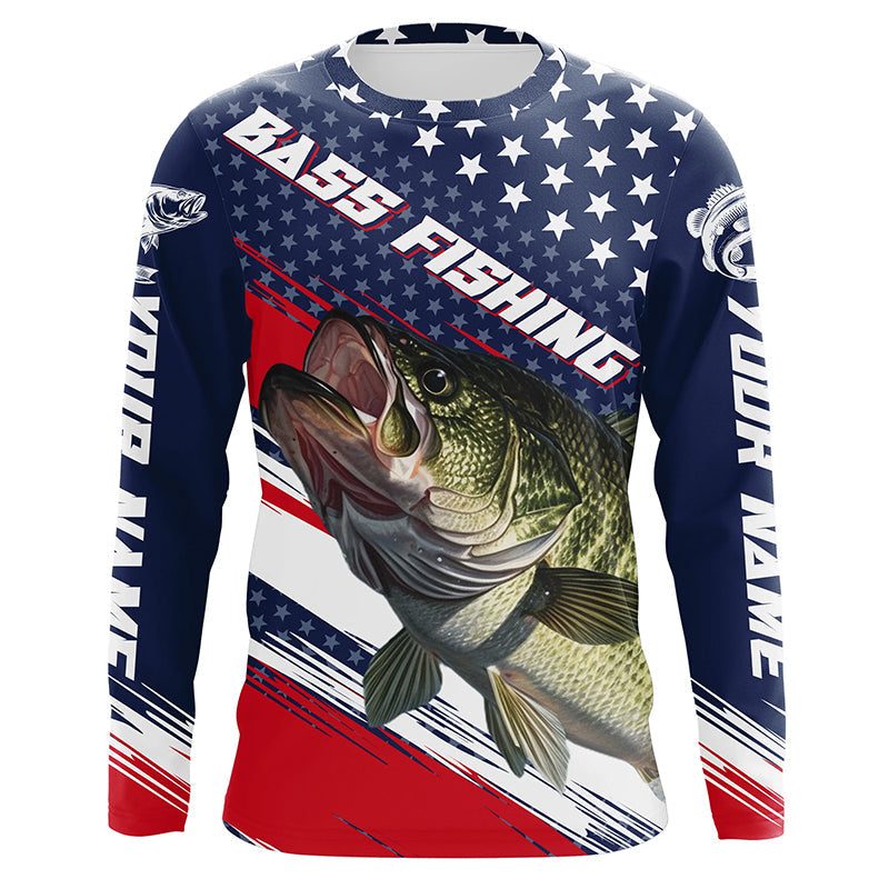 American Flag Bass Fishing Jerseys, Personalized Patriotic Bass
