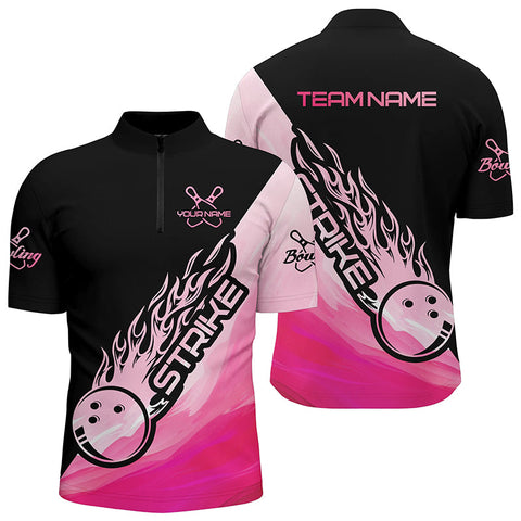 Strike Bowling Pink Bowling Polo Shirts For Men, Custom Bowling Team Shirts Bowler Outfit IPHW5241
