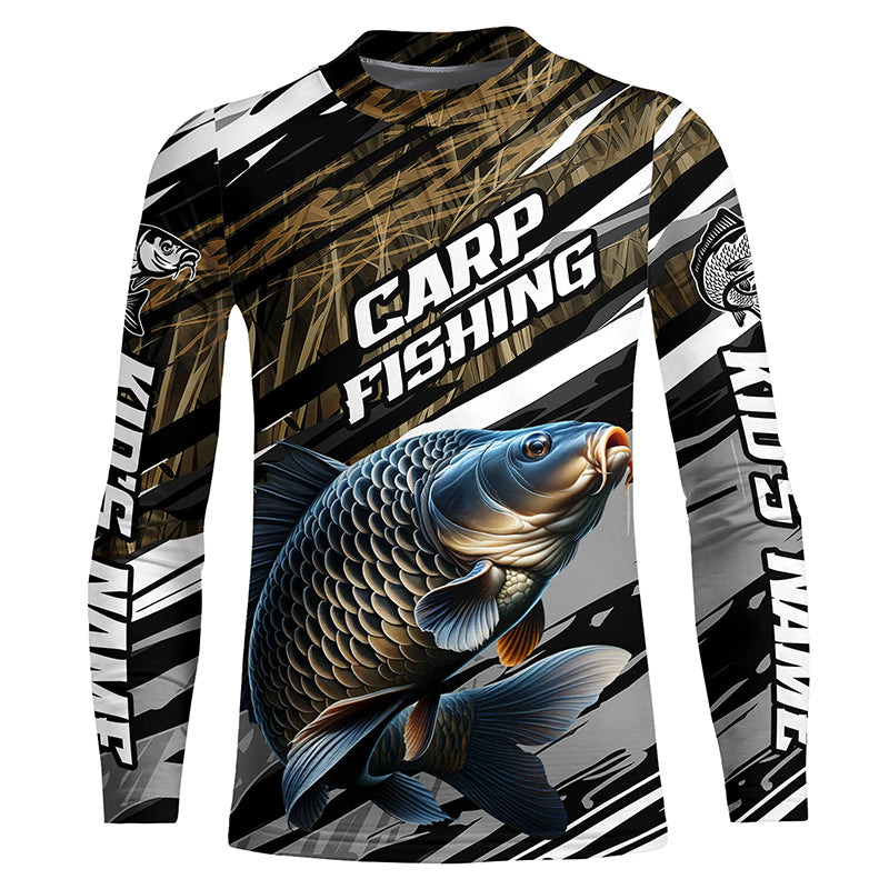Carp Fishing Grass Camo Custom Long Sleeve Shirts, Carp Uv Fishing