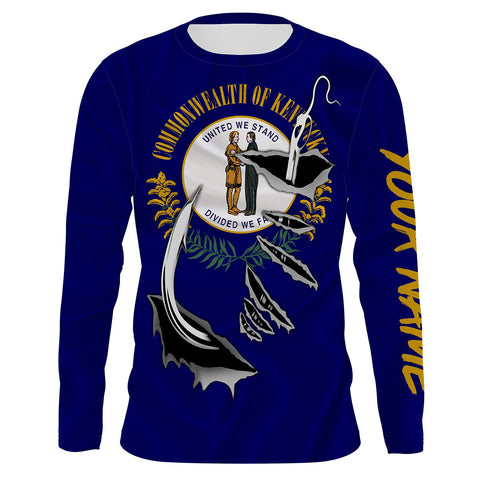 Kentucky Flag 3D Fish Hook UV Protection Custom Long Sleeve performance Fishing Shirts UPF 30+ - IPHW491