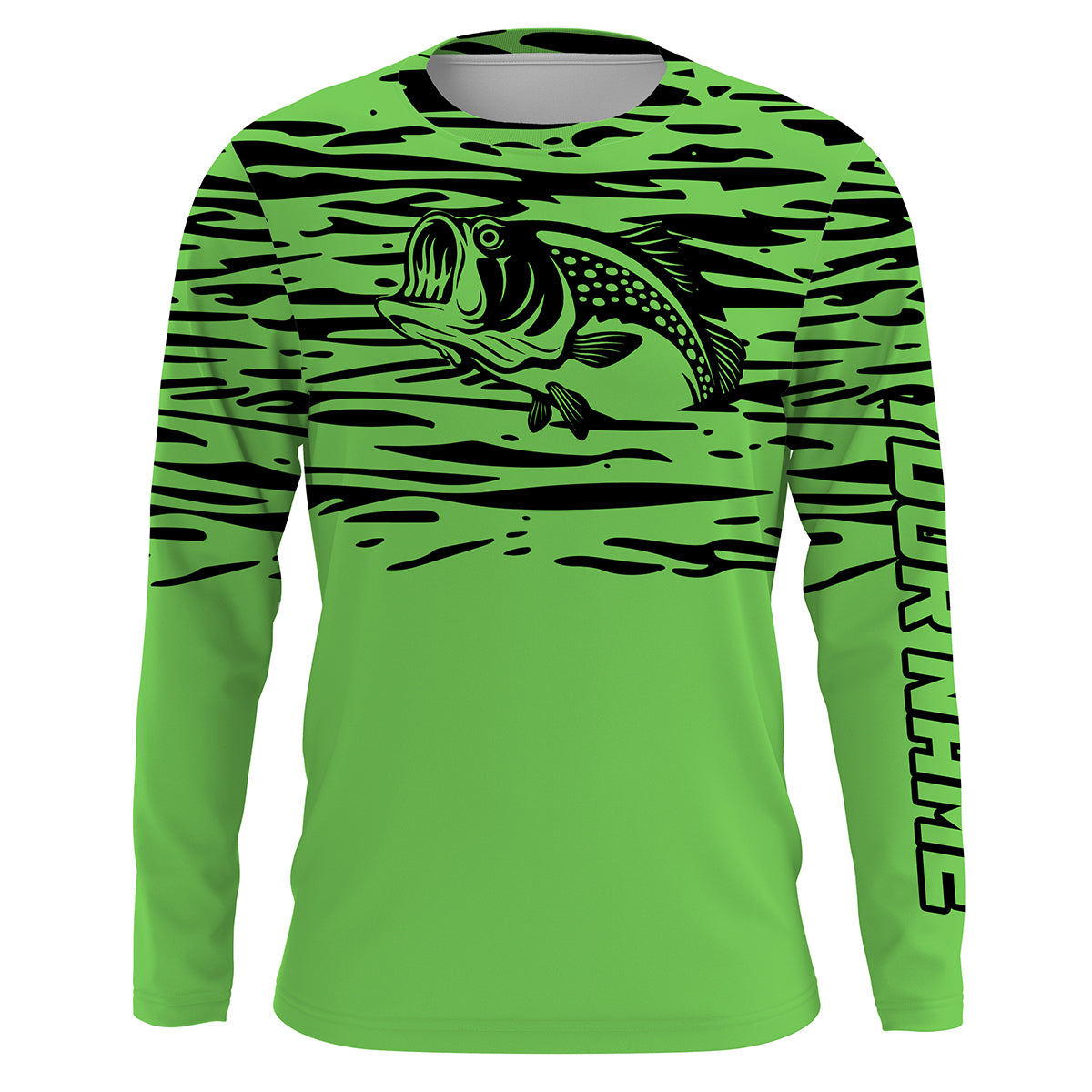 Largemouth bass fishing green color Custom Name All Over Printed