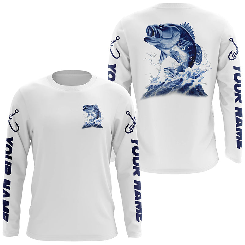 Personalized Bass Long Sleeve Tournament Fishing Shirts, Bass Uv