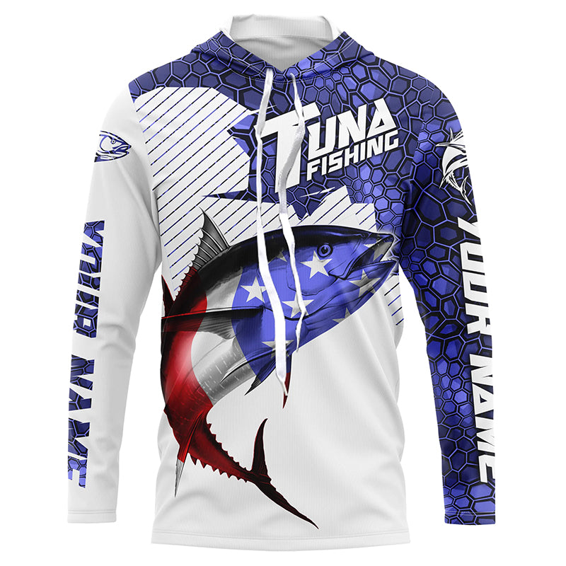 American Flag Tuna Saltwater Fishing Shirts, Custom Tuna Long Sleeve T –  Myfihu