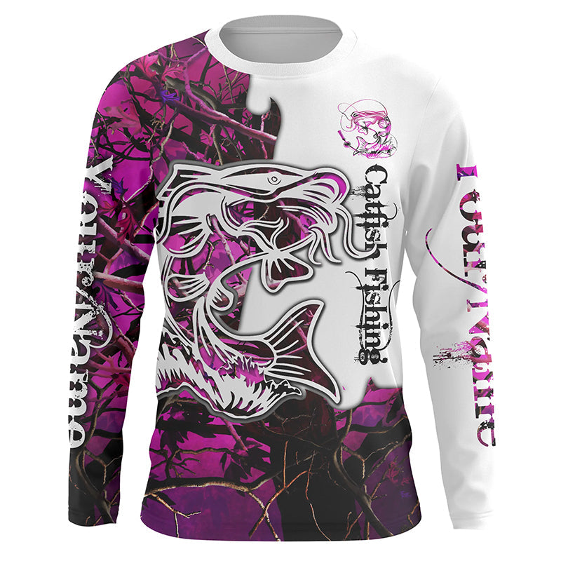 Pink Camo Custom Catfish Long Sleeve Unisex Fishing Shirts, Catfish Wo –  Myfihu