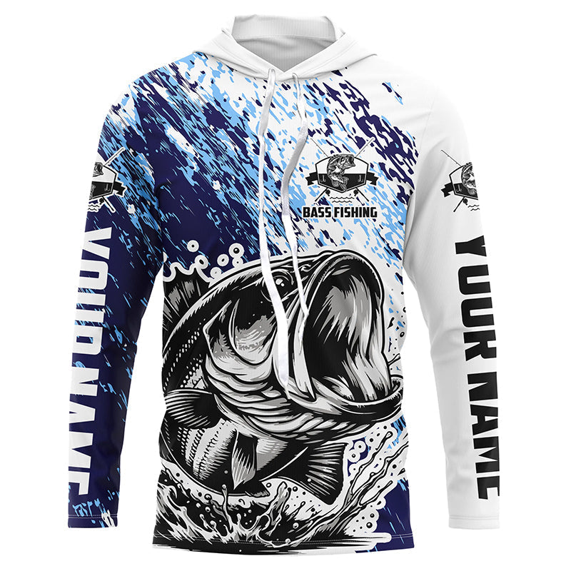 Personalized Bass Long Sleeve Tournament Fishing Shirts, Bass