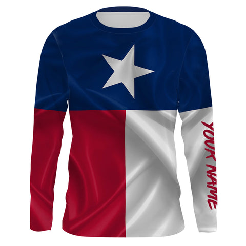 Personalized Texas Flag UV Protection Long Sleeve performance Fishing Shirts UPF 30+ - IPHW479