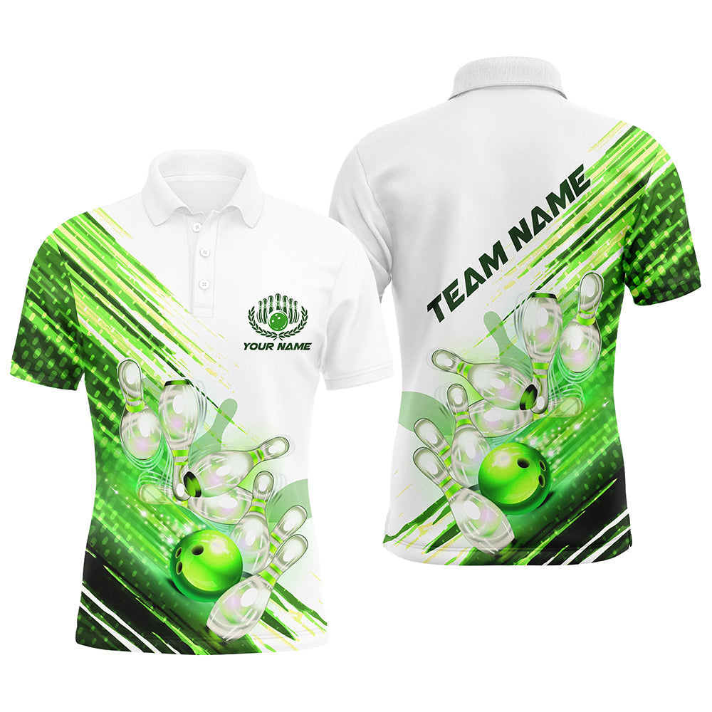 Green Custom Bowling Shirts For Men Bowling Polo Shirts Personalized Team Bowling Jerseys IPHW5371
