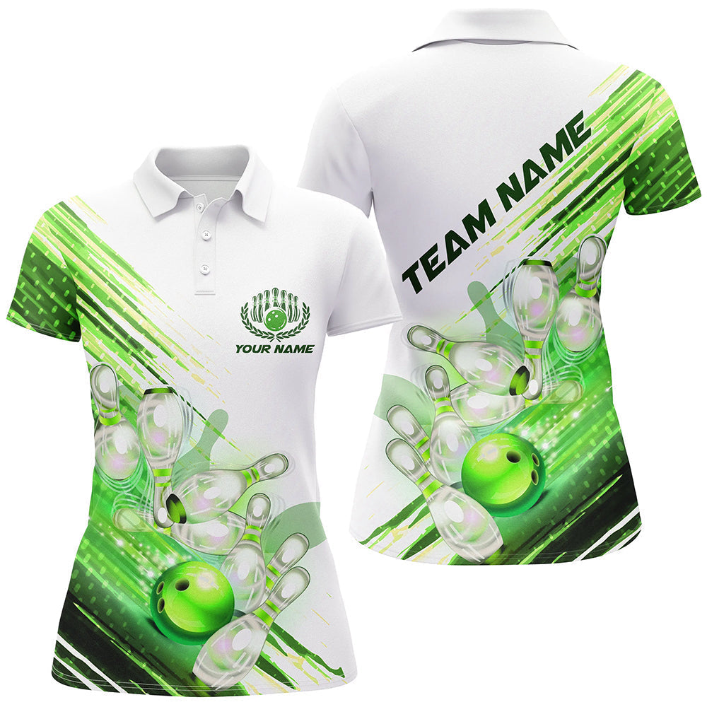 Green Custom Bowling Shirts For Women Bowling Polo Shirts Personalized Team Bowling Jerseys IPHW5371