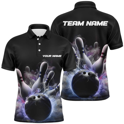 Custom Men Bowling Polo Shirts Smoke Bowling Team Jerseys Strike Bowling Shirts IPHW5402