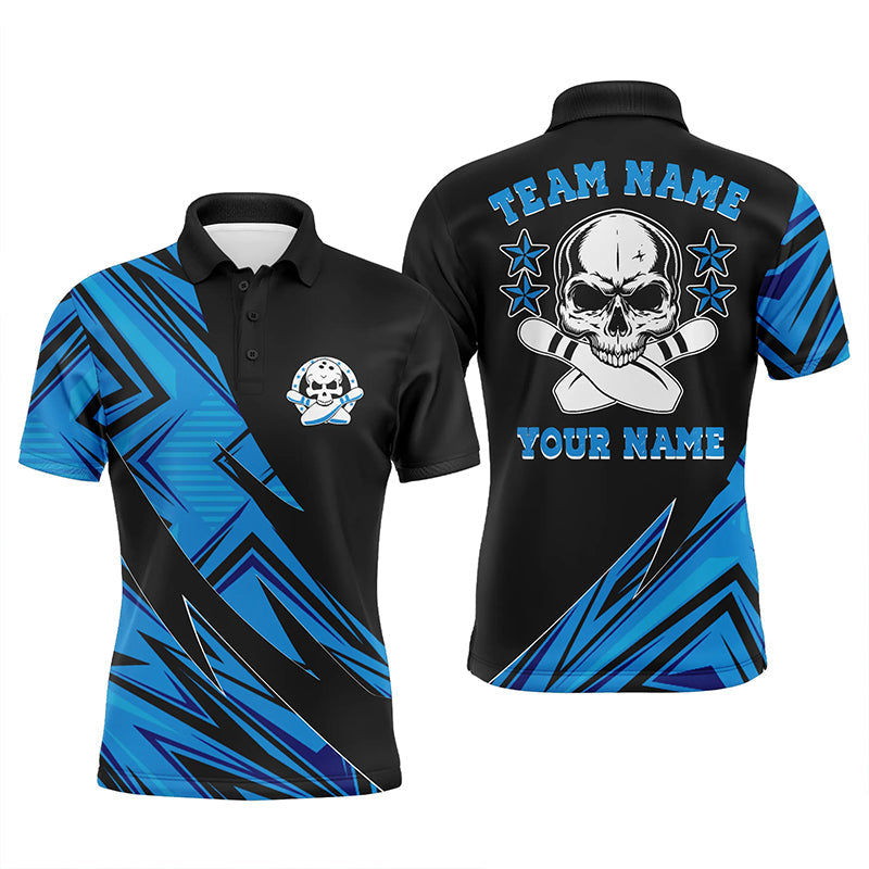 Custom Skull Bowling Shirts For Men And Women, Skull Bowling Team Jerseys | Blue IPHW4498