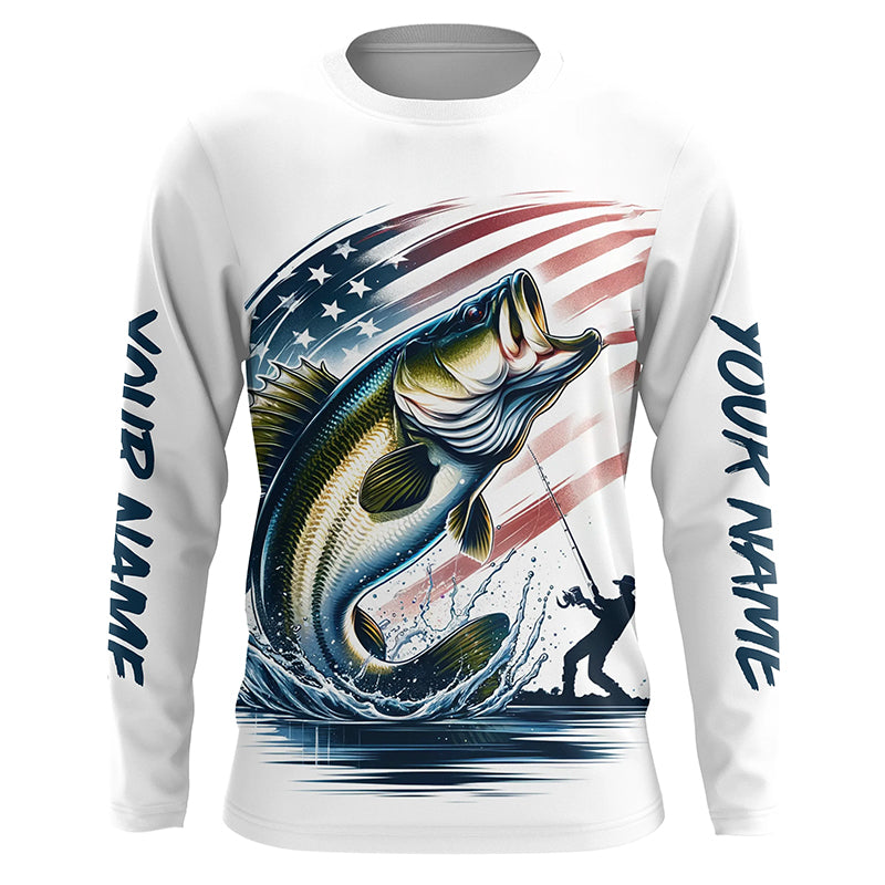 American Flag Bass Fishing Custom long sleeve Fishing Shirts for men, –  Myfihu