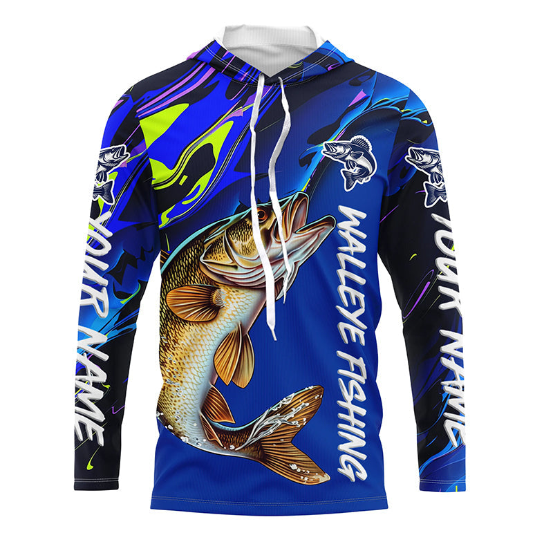 Personalized Walleye Long Sleeve Tournament Fishing Shirts, Water Camo –  Myfihu