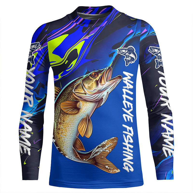 Personalized Walleye Long Sleeve Tournament Fishing Shirts, Water Camo –  Myfihu