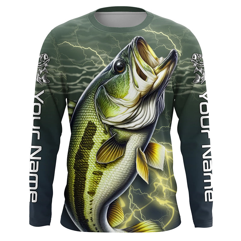 Personalized Bass Long Sleeve Tournament Fishing Shirts, Bass