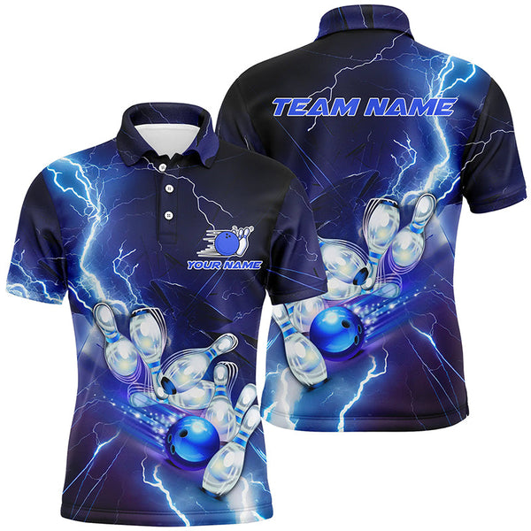 Blue Lightning Thunder Custom Bowling Team Jersey,Team Bowling Shirts For Men IPHW5152